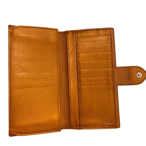 Gucci Guccissima Beige Marrone-Arancio Canva Cuore long wallet gently used - Picture 3 of 12